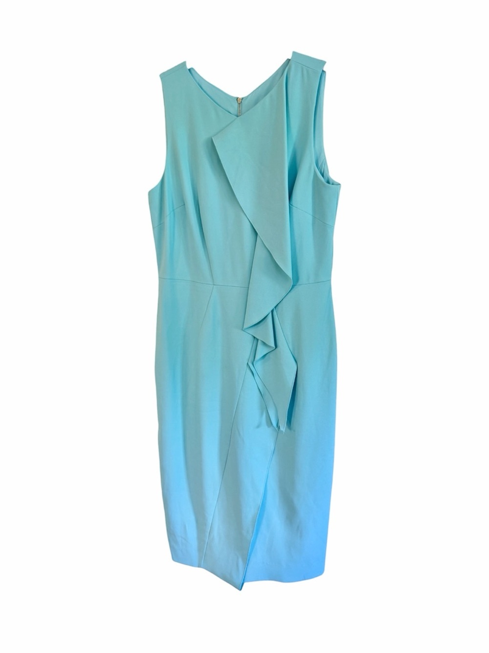 ANTONIO MELANI, WOMENS, BABY BLUE DRESS WITH A CASCADING FRONT RUFFLE. SIZE 8 - Picture 2 of 8